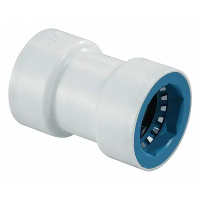 HYDRORAIN Coupling: 3/4" Push x 3/4" Push, ABS Plastic, 150 psi Max Working Pressure - Irrigation Pipe Couplings