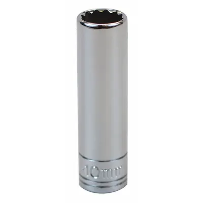 SK PROFESSIONAL TOOLS Socket: Metric, 1/4 in Drive Size, 10 mm Socket Size, 12-Point, Deep - 1/4" Drive Hand Sockets
