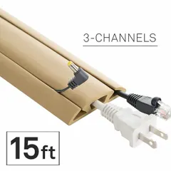 This flexible rubber cable floor cover manages and protects cables in high-traffic areas. It features three channels for organizing multiple cables, reducing trip hazards and wear. Suitable for temporary or permanent cable routing in industrial, commercial, and event environments.