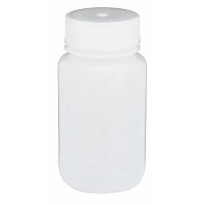 GLOBE SCIENTIFIC Sampling Bottle: LDPE, 125 mL, 4.22 fl oz, Closure Included, Natural - LDPE Wide Mouth Round Lab Bottles