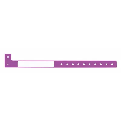 ID Wristband: No Legend, 10 in Overall Lg, 1 1/4 in Overall Wd, Plastic, Purple - Security Wristbands