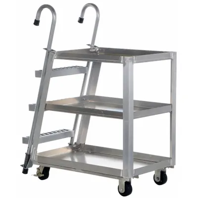 OEM Vertical-Access Utility Cart: 660 lb - Corrosion-Resistant Vertical-Access Utility Carts with Lipped Metal Shelves