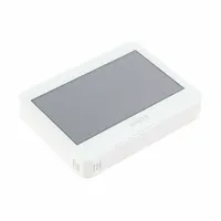 The LENNOX 24K41 is a rectangular touch screen thermostat for heat and cool applications. It supports up to 4 heating and 3 cooling stages for both conventional and heat pump systems, with automatic changeover and 5-2 day programming. Terminal designations include O/B, and it features humidification control. Horizontal mounting orientation