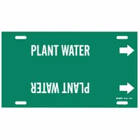Pipe Marker: Plant Water, Green, White, Fits 6 to 7 7/8 in Pipe O.D., 1 Pipe Markers, With Arrows (MPN 4109-F)