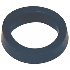 This nitrile cam and groove gasket seals connections between cam-and-groove couplings in industrial fluid-transfer systems. It is designed for 1/2 in coupling sizes, with a 1 in outside diameter and 0.25 in thickness. The gasket is black, not metal detectable, and has no color code stripe. Suitable for use with Roughneck series couplings.