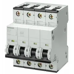 D-Curve, 4-pole supplementary protector rated 13 A, 400 V AC / 72 V DC with 10 kA breaking capacity at 400 V AC. Screw clamp terminals. UL1077 listed for DIN rail mounting. Suitable for overcurrent and short-circuit protection in industrial control circuits, panel boards, and automation systems.