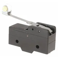 The OMRON Z-15GW2-B7-K is a snap-action switch from the Z Series with a hinge roller lever actuator. It features a 1NO/1NC contact configuration and screw electrical connection, rated for 15 A at 250 V AC. This switch is used for position sensing in industrial automation, packaging, and material handling equipment.