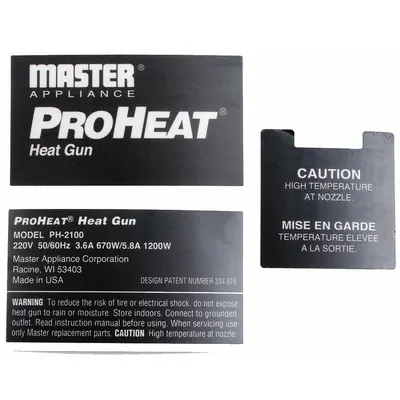MASTER APPLIANCE Label 220V - Master Appliance Power Tool Parts