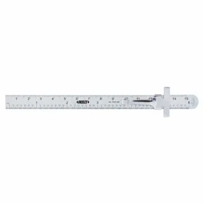 INSIZE Pocket Rule: 7119-150, 6 in / 150 mm, 0.02 in Thick, 1/64 in/1 mm, Chrome - Stainless Steel Rulers