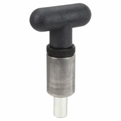INNOVATIVE COMPONENTS Weld Mount Retractable Spring Plunger: Rounded T-Knob - Nonlocking T-Handle Weld-Mount Indexing Plungers