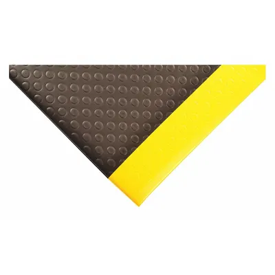 NOTRAX Antifatigue Runner: Bubble, 4 ft x 60 ft, 1/2 in Thick, Black with Yellow Border - Wear-Resistant Antifatigue Mats