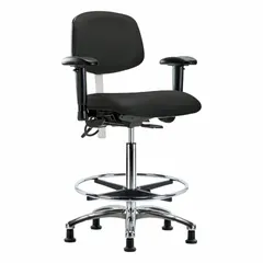Vinyl ESD & Cleanroom Task Chair with Arms, Adjustable Height 26 1/4" to 36", 19" Seat Width, ISO 5, ESD-Safe, Aluminum Base