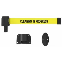 BANNER STAKES Retractable Belt Barrier: Anchors/Screws, 15 ft Belt Lg, Maint & Cleaning Messaging (MPN PL4110)