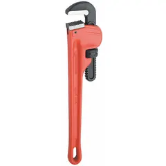 Straight pipe wrench with serrated jaws for gripping and turning pipes, fittings, and round stock. Overall length 36 in, jaw capacity 5 in. Suitable for plumbing, HVAC, and industrial maintenance applications.