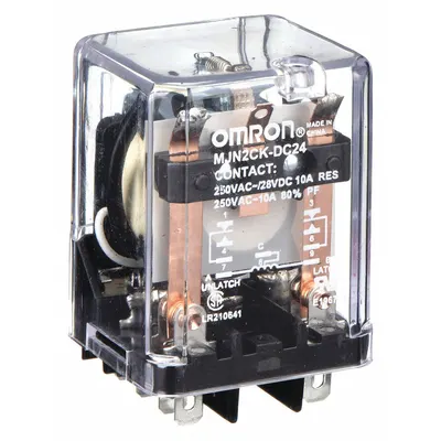 OMRON Latching Relay: Socket Mounted, 10 A Current Rating, 24V DC, DPDT, 9 Pins/Terminals - Socket-Mounted Relays