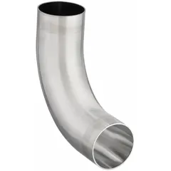 This 90° elbow is a 316L stainless steel sanitary tube fitting with 2 1/2 in OD weld connections on both ends. It conforms to ASME BPE standards for dimensional consistency and surface finish. Used in hygienic piping systems to change flow direction in applications requiring cleanability and corrosion resistance.