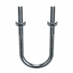 Steel U-bolt with 5/16"-18 thread size, designed for securing 1 1/4 in pipe runs. Inside height of 4 1/2 in. Commonly used in plumbing, HVAC, and material handling to fasten pipes to structural supports.
