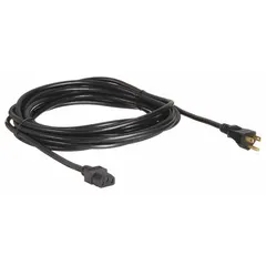 This 25 ft power cord features a NEMA 5-15P plug and C13 receptacle, rated for 13 A. The PVC jacket and SJT construction make it suitable for connecting electronic equipment such as computers and monitors to a standard wall outlet.
