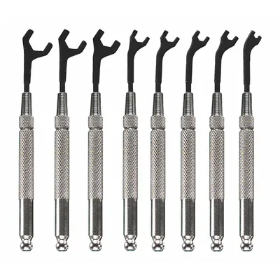 MOODY TOOL Open End Wrench Set: Alloy Steel, Steel Plated, 8 Tools - Metric, Single End, Open End Wrench Sets with Interchangeable Handle