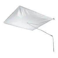 This leak diverter channels overhead water drips away from equipment and walkways. Made of white vinyl with clips mounting for quick setup. Measures 48 1/2 inches wide. Suitable for use in industrial facilities, warehouses, and plants to protect machinery and personnel from ceiling leaks
