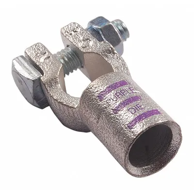 WESTWARD Battery Terminal: Straight, Crimp, 3/0 ga, Purple Color, Negative, Copper - Straight Alignment