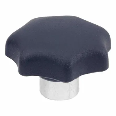 JW WINCO Plastic Hand Knobs with Steel Hub: 7 Point, Plastic w/ Steel Thread - 7-Arm Knobs with Threaded Hole
