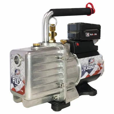 JB INDUSTRIES Vacuum Pump: 5 cfm, 15 micron Ultimate Vacuum, 18V DC, A2L Compatible, Male - A2L Compatible DC Refrigerant Evacuation Pumps