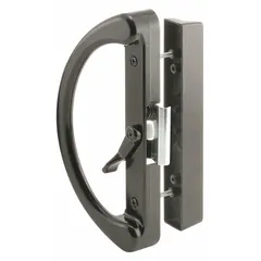 Recessed handle lock for sliding doors. Flush-mount design provides a low-profile finish. Measures 8 1/4 inches long, 2 inches wide, and 1 7/8 inches high. Suitable for residential and light commercial sliding door applications.