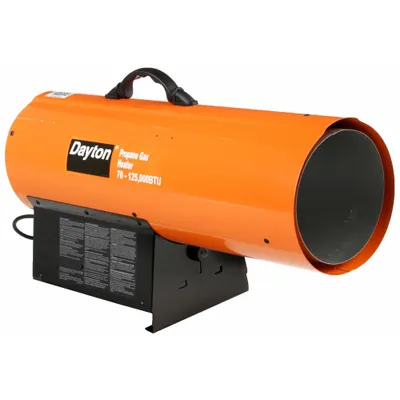 Dayton Direct-Fired Portable Gas Torpedo Heater, 3100 sq ft Heating Area - Direct-Fired Portable Gas Torpedo Heaters