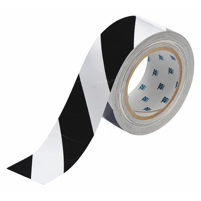 BRADY Floor Marking Tape: Gen Purpose, Striped, Black/White, 2 in x 100 ft - General Purpose Floor Marking Tape