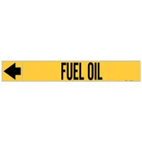 Pipe Marker: Fuel Oil, Yellow, Black, Fits 1 1/2 to 2 in Pipe O.D., 25 Pipe Markers, With Arrows (MPN 20431)