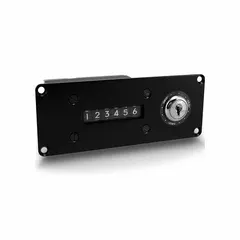 Analog electromechanical counter for front panel mounting. Counts cycles, revolutions, or events in industrial machinery and process control systems. CE certified.