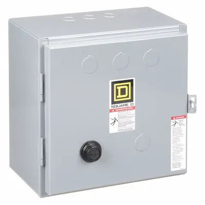 SQUARE D Magnetic Motor Starter: Reversing, 3 Poles, NEMA Size 00, 9 A - Enclosed Reversing Starters with Thermal Overloads