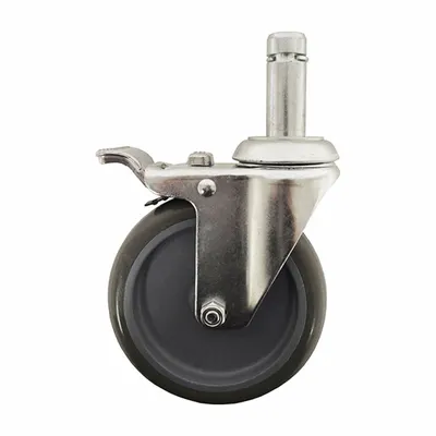 ALCO Stem Caster: Swivel, Face Brake, Stem, Silver, Drive Medical - Casters for Healthcare Beds