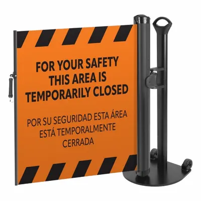 MODUS Single Mobile Stand: 38 in Post Ht, 11 1/2 ft Belt Lg, Orange, 1 No. of Posts - Retractable Belt Barrier Systems