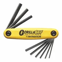 BONDHUS Hex Key Set: 1 - 5 Pieces, Folding, SAE, Std End, Long, 1 Pieces, Black Oxide, 9 Tips (MPN 12589)