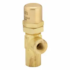 This Parker soft-seat pressure control valve regulates downstream pressure in hydraulic and pneumatic systems. It features a brass body with 1/2 in NPT ports, a maximum set pressure of 10 psi, and a flow capacity of 10 gpm. Suitable for low-pressure applications requiring precise pressure limiting and reliable shutoff.