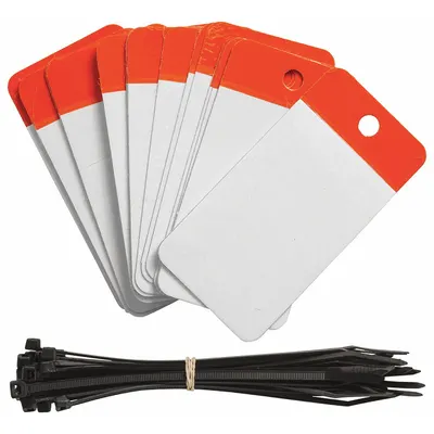 BRADY Shipping Tag: #5, 4 3/4 in Tag Ht, 2 3/8 in Tag Wd, 10 Points, Orange, Polyester - Self-Laminating Shipping Tags