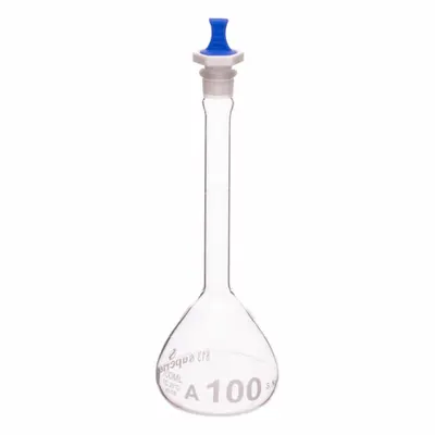 QORPAK Volumetric Flasks: 100 mL, Gray, Round, A, Includes Closure - Glass Volumetric Flasks