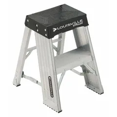 This 2-step folding step stool is constructed of aluminum with a silver finish. It has an overall height of 2.3 ft and a load capacity of 375 lb. Suitable for tasks such as reaching elevated storage, changing light bulbs, or accessing high shelves in warehouses, maintenance shops, and industrial facilities.