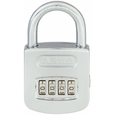 ABUS Combination Padlock: Scrolling Combo, Silver, Zinc Die-Cast, Std Shackle - Standard Shackle Combination Padlocks