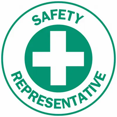 BRADY Hard Hat Label: Safety Representative, 2 in Dia, English, Non-Reflective