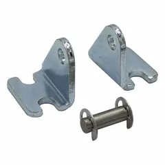 Steel pivot mounting bracket for pneumatic actuators. Accommodates bore diameters of 3/4 in, 7/8 in, and 1 1/16 in. Used to mount and support pivot-style actuators or linkages in industrial machinery requiring angular motion.