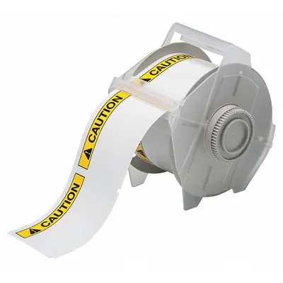 BRADY Pre-Cut Label Stock Roll: Caution, CAUTION Header, 2 1/4 in x 3 1/4 in - Brady Caution Precut Label Rolls