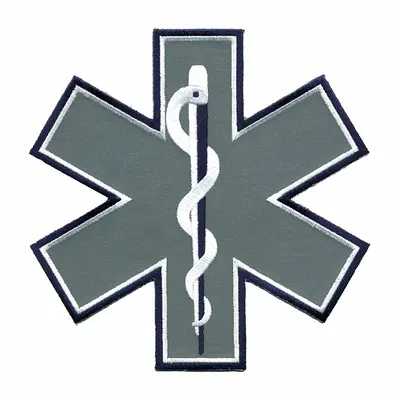 HEROS PRIDE Embroidered Patch: Star of Life, 7 in x 7 in, Navy, Plastic, Sew-On - Embroidered Emblems
