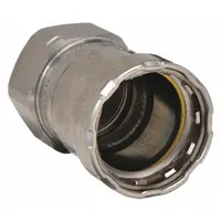 VIEGA MEGAPRESS Crimp Adapter Fitting: 1 1/2 in Pipe x 1 in Pipe Size, Press-fit x FNPT, Steel, HNBR (MPN 25616)