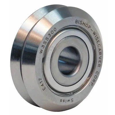 BISHOP-WISECARVER Yoke Roller: 1 51/64 in Roller Dia, V-Groove, Stainless Steel - Corrosion-Resistant V-Groove Yoke Track Rollers