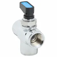 AIGNEP USA Manual Three-Way Ball Valve: 3/8 in, Chrome-Plated Brass, Double L Flow, One-Piece, Wedge (MPN 86700-06)