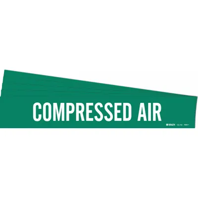 BRADY Pipe Marker: Compressed Air, Green, White, Fits 2 1/2 to 7 7/8 in Pipe O.D. - Compressed Air Adhesive Pipe Markers