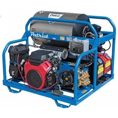 DELCO Gas-Powered Pressure Washer: Heavy Duty, Skid Mount, 3,000 psi, 8 gpm - Hot Water Pressure Washers